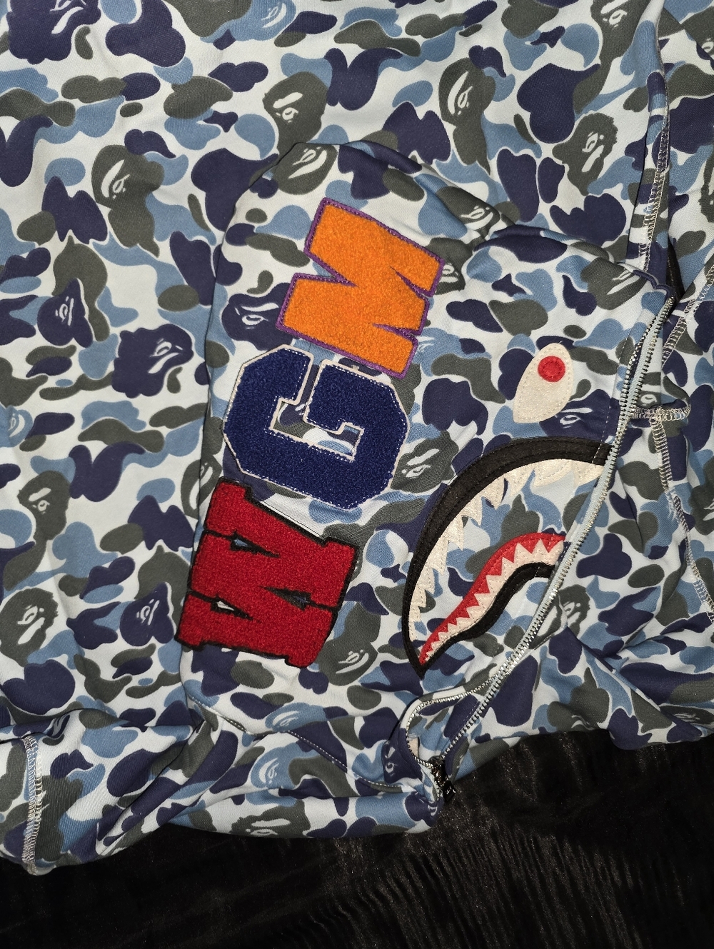 BAPE Shark ABC Camo Full Zip Hoodie, Blue Camo - Picture 4 of 7